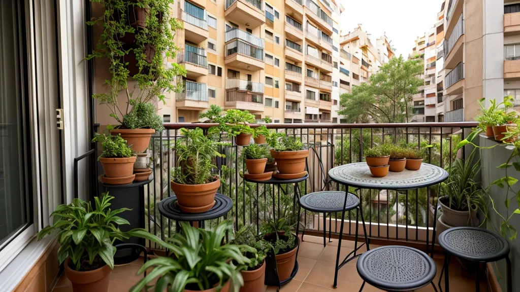 Kokedama pequeña sobre estantería de madera junto a libros de diseño en un piso pequeño del Eixample