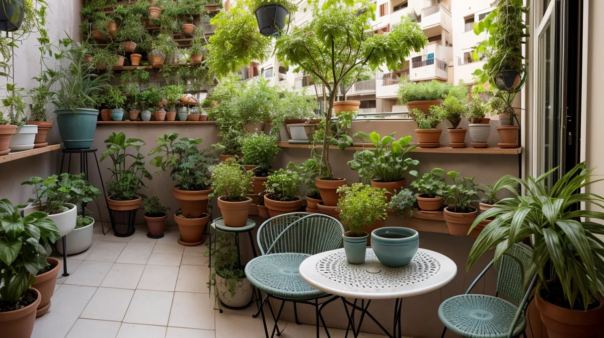 Kokedama paso a paso colgado como decoración en un salón pequeño de apartamento