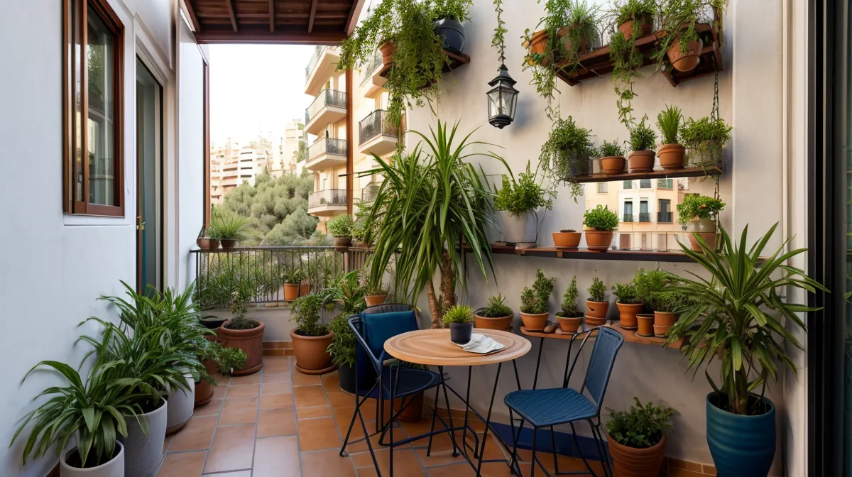 Plantas de invierno junto a la ventana de la cocina en un balcón norte, ejemplo de jardinería para principiantes