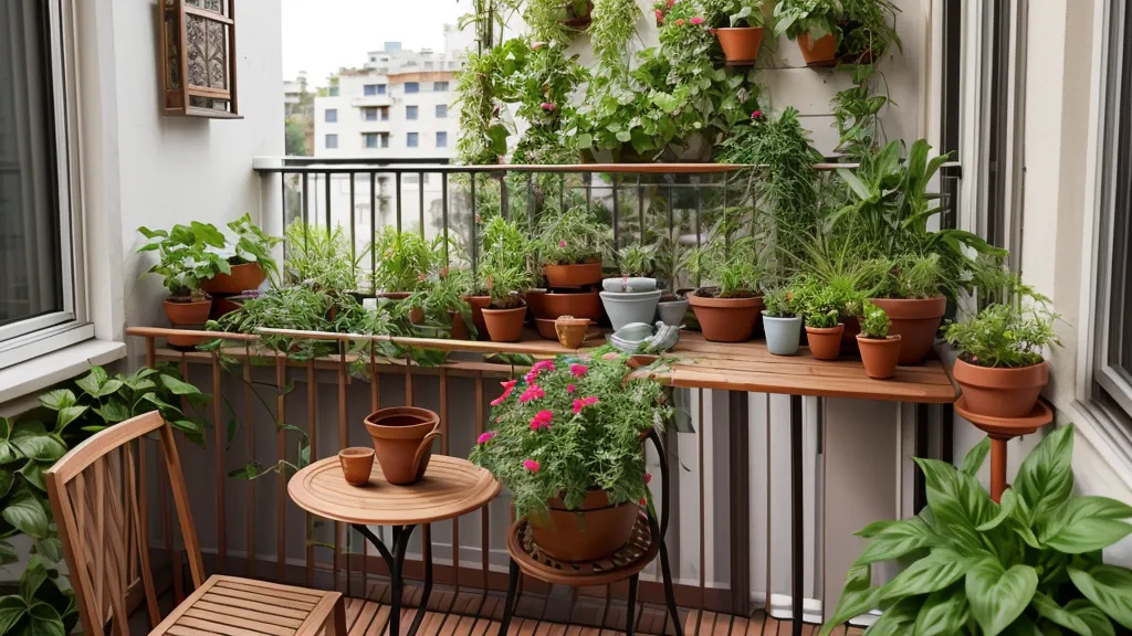 Curso de huertos orgánicos en la pantalla del portátil, recurso de jardinería para principiantes en balcón norte