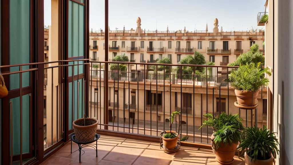 Plantas de espinaca creciendo hacia la luz en un balcón orientado al norte