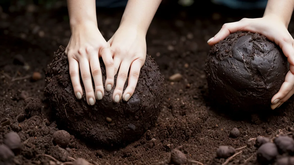 Manos dando forma a una kokedama de musgo dentro de un sistema de agricultura orgánica en casa